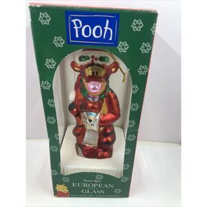 TIGGER Blown Glass Christmas Ornament European Style POOH Santa’s Best DISNEY